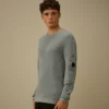 Katoen/nylon trui met ronde hals en Lens-motief