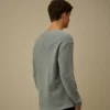 Katoen/nylon trui met ronde hals en Lens-motief