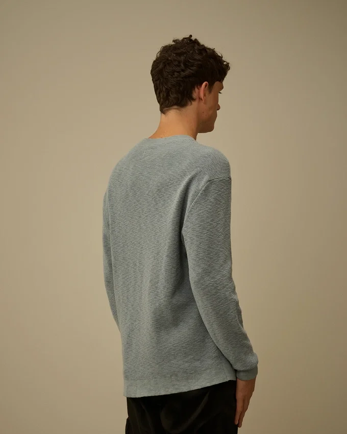 Katoen/nylon trui met ronde hals en Lens-motief