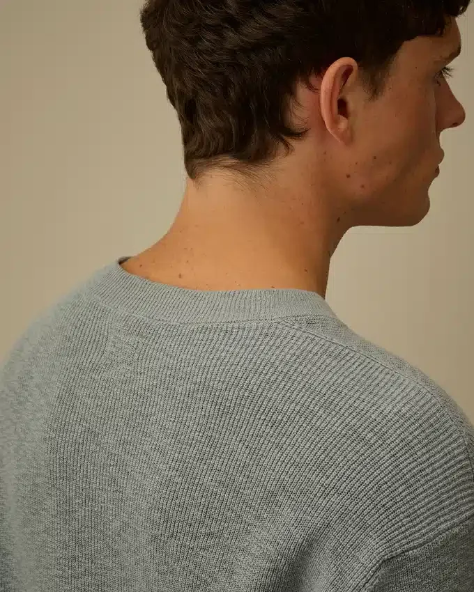 Katoen/nylon trui met ronde hals en Lens-motief