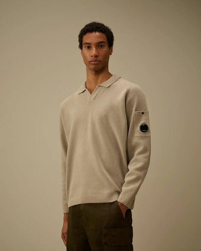 Katoenen chenille polo met Lens-motief