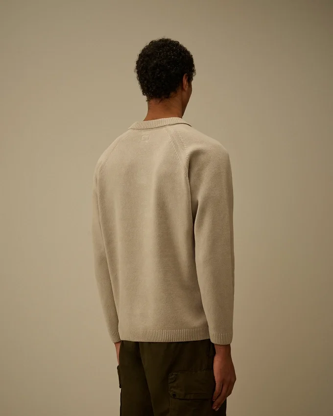 Katoenen chenille polo met Lens-motief