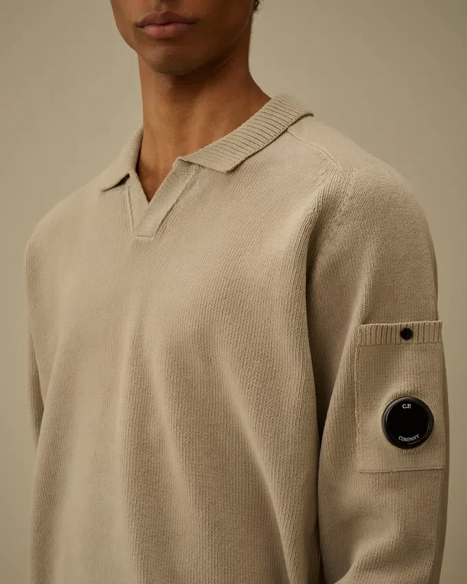 Katoenen chenille polo met Lens-motief