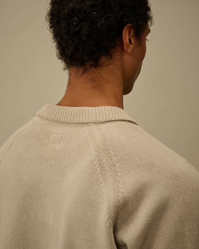 Katoenen chenille polo met Lens-motief