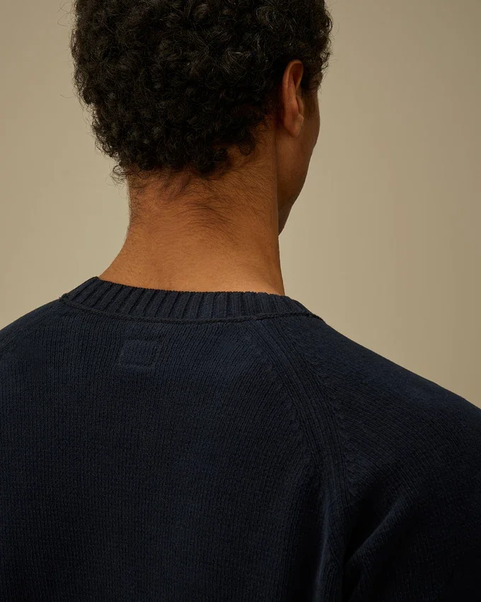 Katoenen chenille trui met ronde hals en Lens-motief