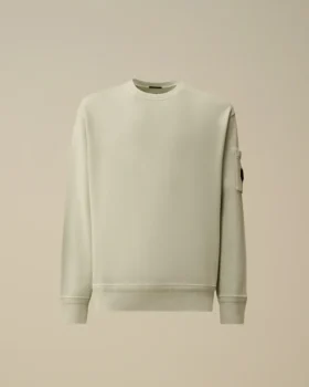 Katoenen diagonaal fleece, resist-geverfd sweatshirt met ronde hals en lensdetail