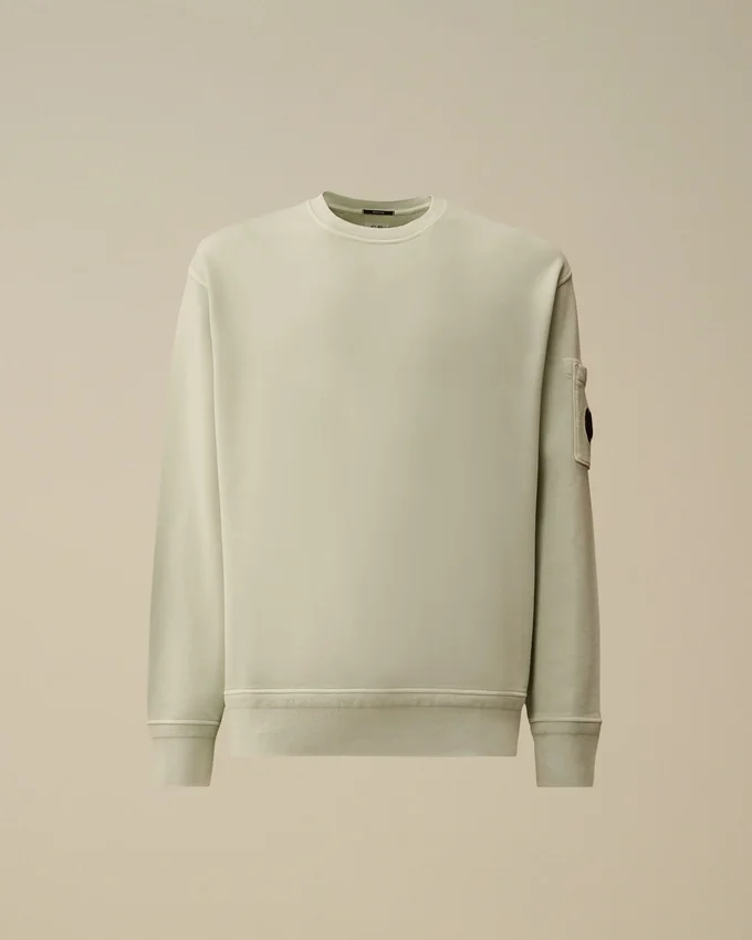 Katoenen diagonaal fleece, resist-geverfd sweatshirt met ronde hals en lensdetail