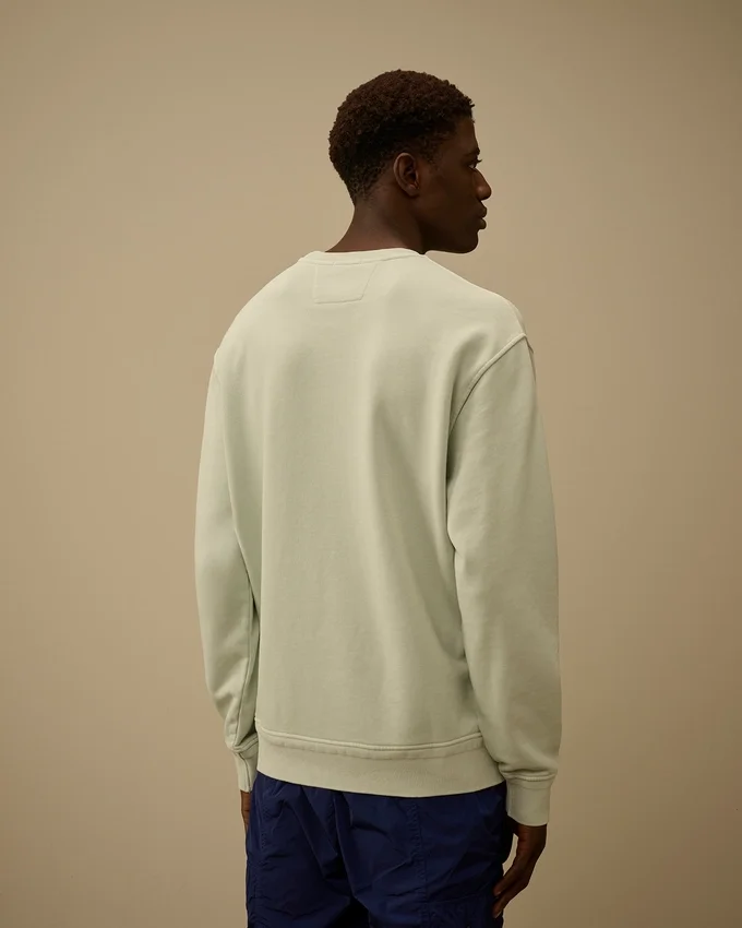 Katoenen diagonaal fleece, resist-geverfd sweatshirt met ronde hals en lensdetail