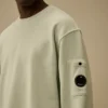 Katoenen diagonaal fleece, resist-geverfd sweatshirt met ronde hals en lensdetail