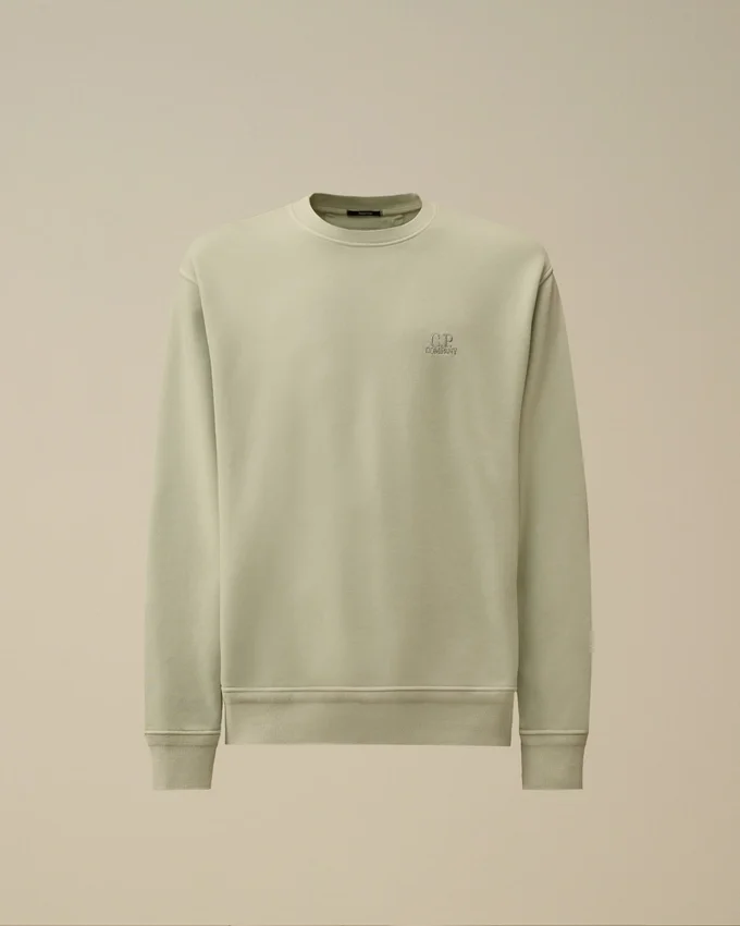 Katoenen diagonaal fleece, resist-geverfd sweatshirt met ronde hals en logo