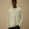 Katoenen diagonaal fleece, resist-geverfd sweatshirt met ronde hals en logo