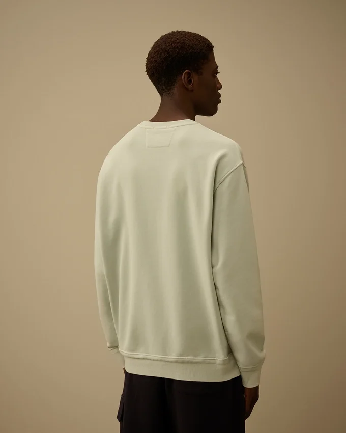 Katoenen diagonaal fleece, resist-geverfd sweatshirt met ronde hals en logo