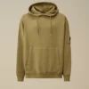 Katoenen diagonaal fleece-sweatshirt met capuchon