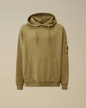 Katoenen diagonaal fleece-sweatshirt met capuchon