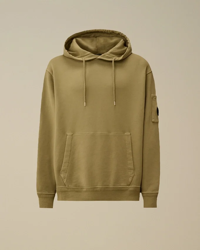 Katoenen diagonaal fleece-sweatshirt met capuchon