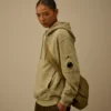 Katoenen diagonaal fleece-sweatshirt met capuchon