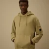 Katoenen diagonaal fleece-sweatshirt met capuchon