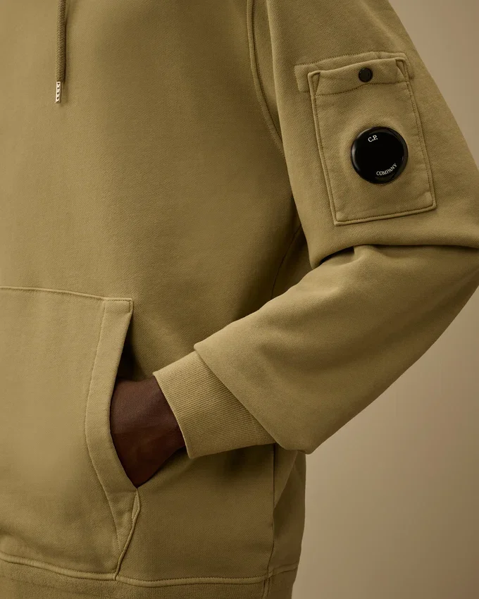 Katoenen diagonaal fleece-sweatshirt met capuchon