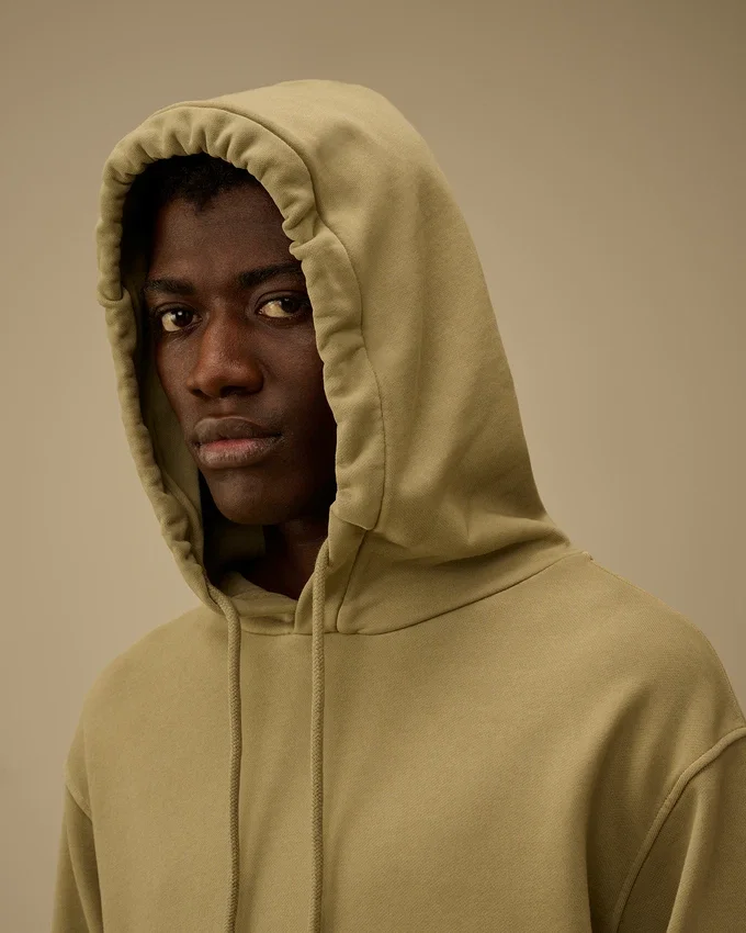 Katoenen diagonaal fleece-sweatshirt met capuchon