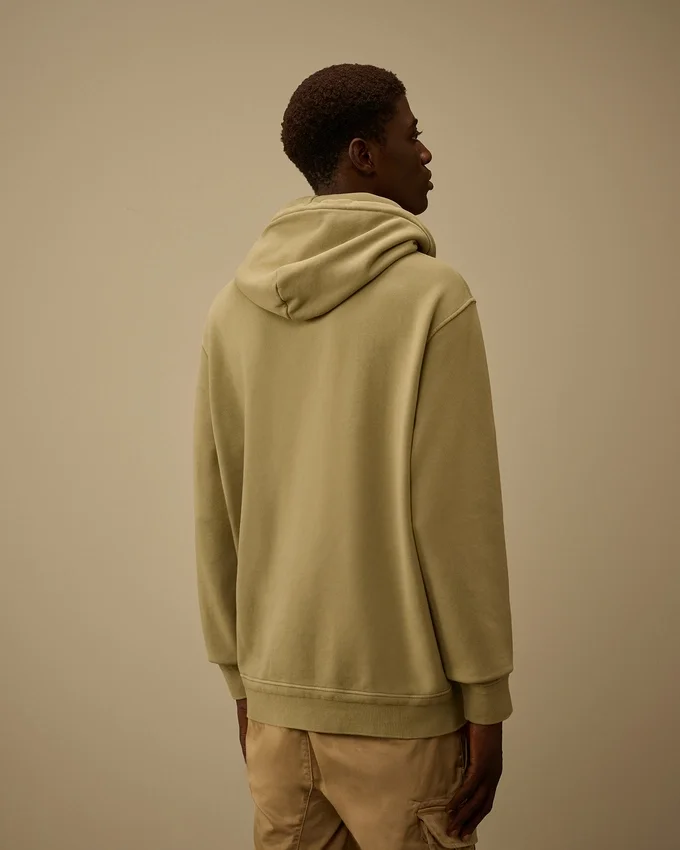 Katoenen diagonaal fleece-sweatshirt met capuchon