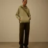 Katoenen diagonaal fleece-sweatshirt met capuchon