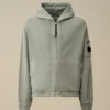 Katoenen diagonaal fleece-Sweatshirt met capuchon en rits