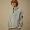 Katoenen diagonaal fleece-Sweatshirt met capuchon en rits