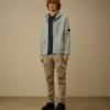 Katoenen diagonaal fleece-Sweatshirt met capuchon en rits