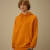 Katoenen diagonaal geweven fleece-Sweatshirt met capuchon