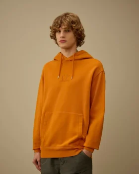 Katoenen diagonaal geweven fleece-Sweatshirt met capuchon