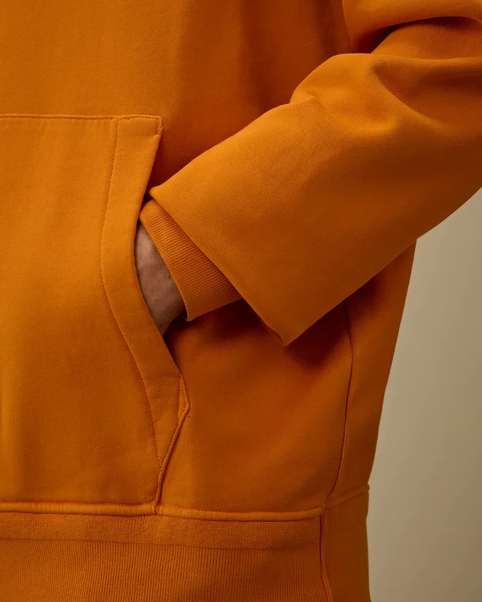 Katoenen diagonaal geweven fleece-Sweatshirt met capuchon