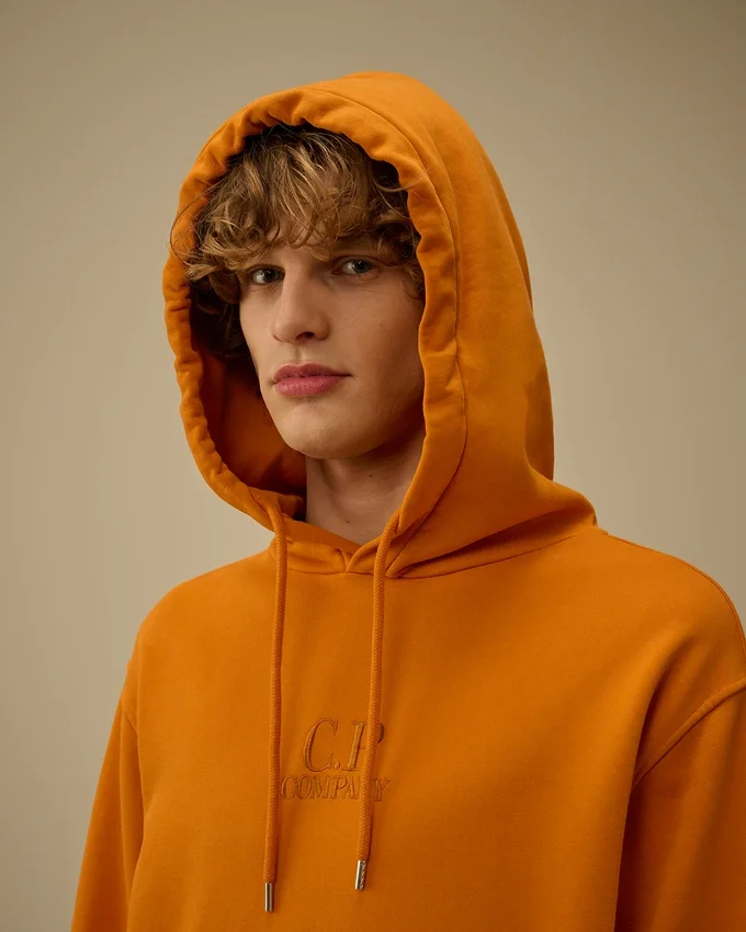 Katoenen diagonaal geweven fleece-Sweatshirt met capuchon