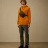 Katoenen diagonaal geweven fleece-Sweatshirt met capuchon