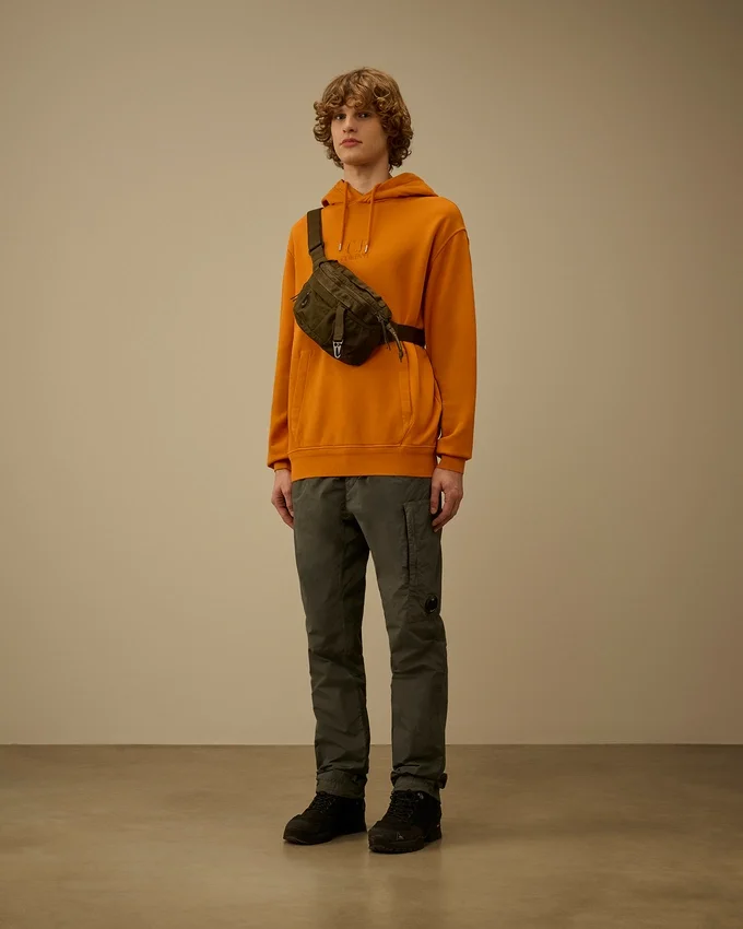 Katoenen diagonaal geweven fleece-Sweatshirt met capuchon