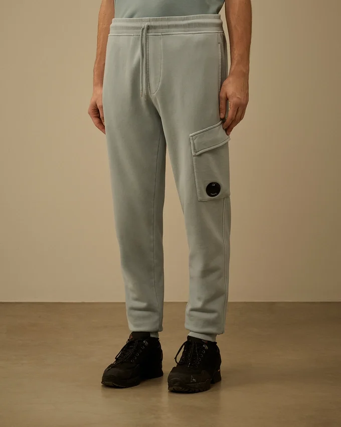 Katoenen diagonale fleece cargo-joggingbroek met Lens-detail