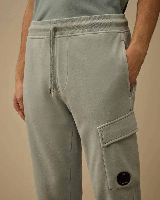 Katoenen diagonale fleece cargo-joggingbroek met Lens-detail