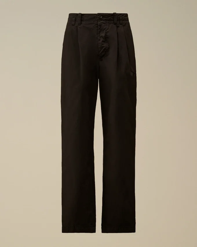 Katoenen gabardine broek met losse plooien
