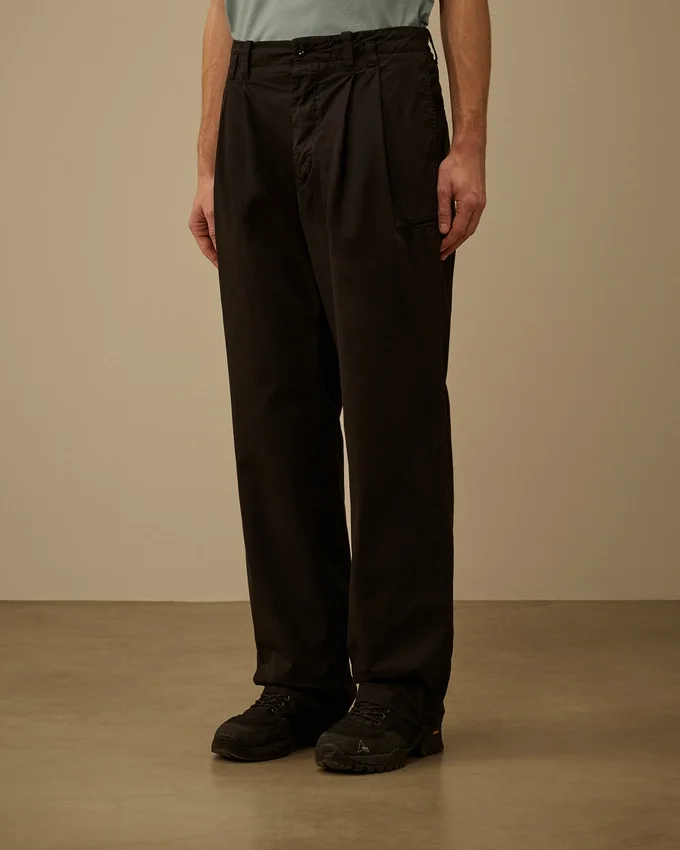 Katoenen gabardine broek met losse plooien