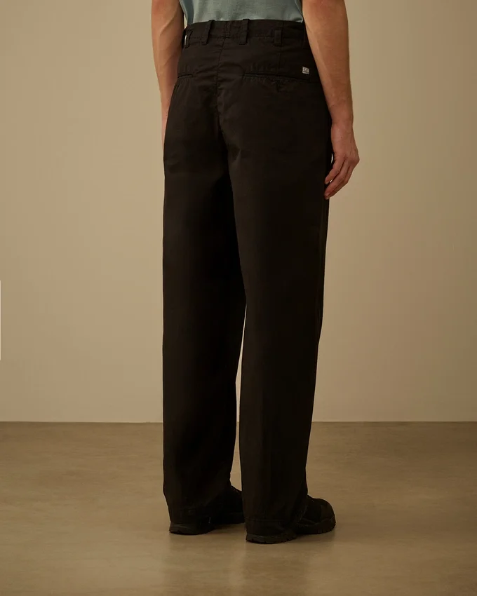 Katoenen gabardine broek met losse plooien
