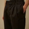 Katoenen gabardine broek met losse plooien