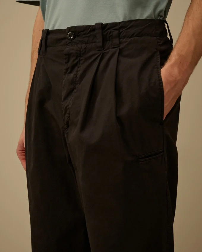 Katoenen gabardine broek met losse plooien