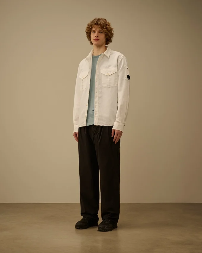 Katoenen gabardine broek met losse plooien