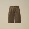 Katoenen gabardine korte broek met losse plooien