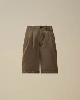 Katoenen gabardine korte broek met losse plooien
