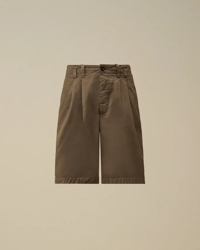 Katoenen gabardine korte broek met losse plooien