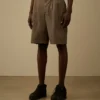 Katoenen gabardine korte broek met losse plooien