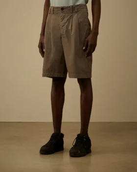 Katoenen gabardine korte broek met losse plooien