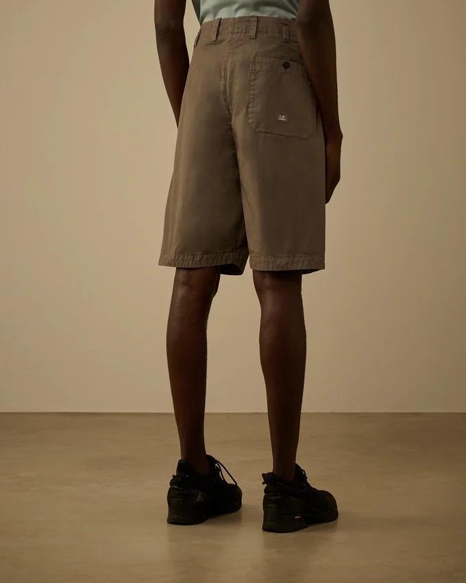Katoenen gabardine korte broek met losse plooien