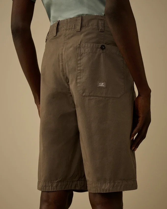 Katoenen gabardine korte broek met losse plooien