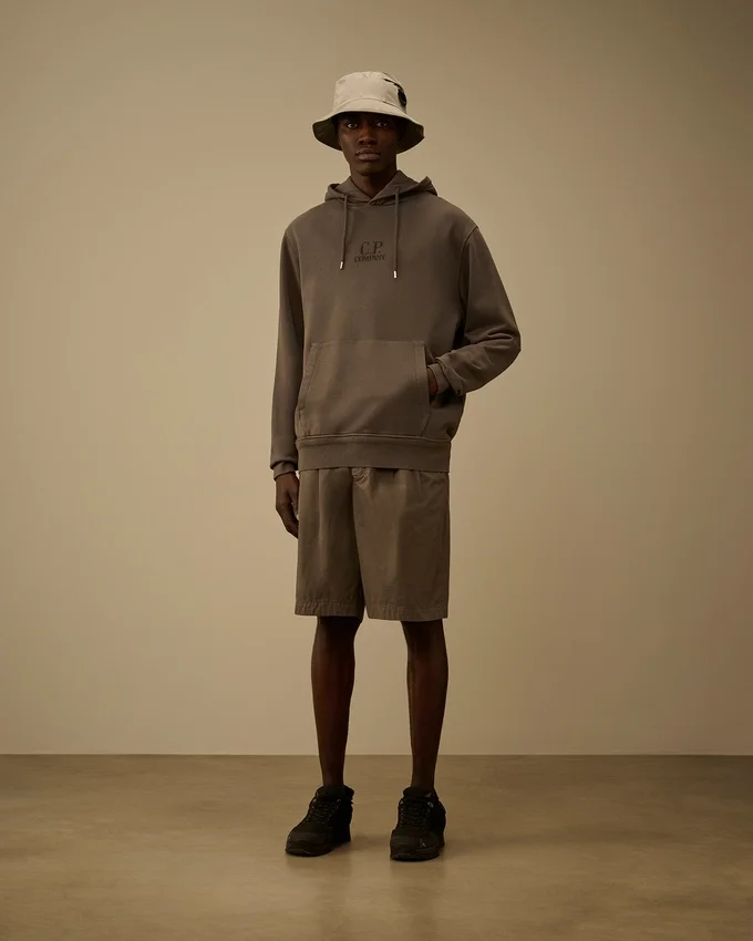 Katoenen gabardine korte broek met losse plooien